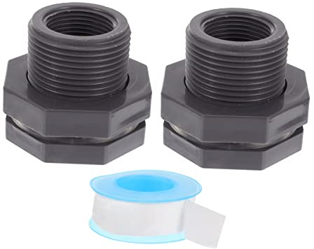Milisten Accesorio De Mamparo De 3/4 Pulgadas con Cinta Selladora Conector De Tubería para Tanques De Agua Y Barriles De Lluvia 2 Piezas para Uso DoméStico E Industrial