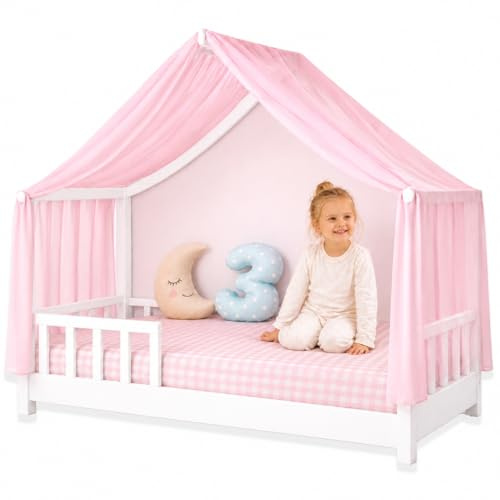 YellowNest Dosel de cama de 100% poliéster, pieza individual, transpirable y manejable, dosel para cama infantil y cama de casa, decoración de habitación infantil (rosa pálido, 160 x 400 cm)