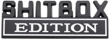 Shitbox Edition Emblem - 3D-bildesign, nyhetsdekorationer | roliga bakre dekaler, självhäftande tillbehör | lustiga bilmärke för fordon bil lastbil exteriör