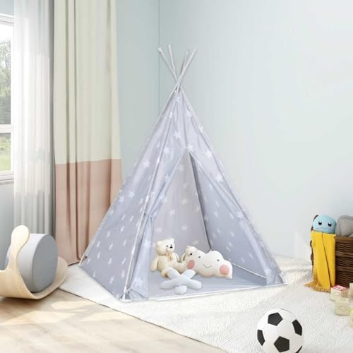 Mangloder Tipi - Tienda de campaña para niños con bolsa de transporte, color gris, 115 x 115 x 160 cm, para habitación infantil, jardín, exterior, con diseño de estrellas, estable, plegable, ideal