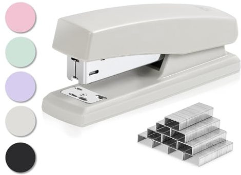 Deli Heftgerät, Schreibtischhefter mit 640 Heftklammern, Bürohefter, 25 Blatt, Weiß