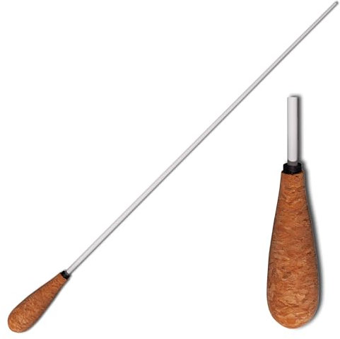 Montford Taktstock für Dirigenten - 40,6 cm mit konischem Korkgriff Ergonomischer Griff für sicheren Halt - Eleganter weiß lackierter Stock - Präzision und Balance für Orchester/Bandleiter - MFBC16T