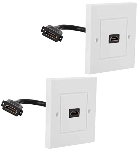 Ancable HDMI-Wandplatte, 2 Stück, Einzelanschluss, HDMI-Wandpanel, Steckdose, Stecker, Steckdose, dekorative Gesichtsabdeckung, Montageplatte für Hotel, Zuhause, Büro, Gebäude