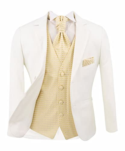 Conjunto de 6 piezas de traje blanco para niño con chaleco dorado o marfil, Chaleco dorado, 12 años