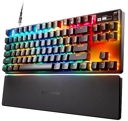 SteelSeries Apex Pro TKL HyperMagnetic Gaming Keyboard - World's Fastest Keyboard - Adjustable Actuation - Esports Tenkeyless - OLED Screen - RGB - PBT Keycaps - USB-C - 2023 Edition,Black