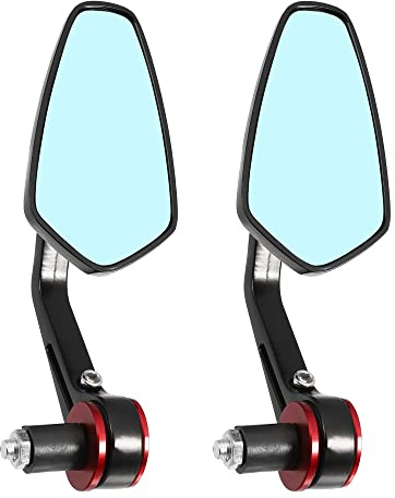 A ABSOPRO Motorcykel Universal Styr Retrovisor Spegel Blå Lins Röd 1 Par