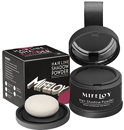 MIFELOY Root Cover Up Powder, Touch Up Hair Color for Grey, Roots Concealer for Beard Line Eyebrow, Instantly Conceals Hair Loss, Roots Coverage Powder for Thinning Grays Hairline, Dark Grey