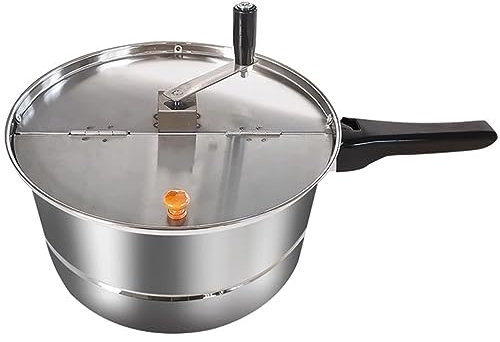 UZIAH Manueller Misch Popcorn Topf Aus Edelstahl, Antihaftbeschichteter Gas-Popcorn Maker Für Den Privaten Gebrauch – Manuell Handgekurbeltes Heißes Öl