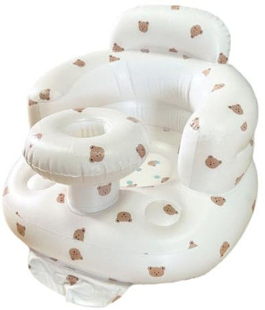 Baby Aufblasbarer Sitz für Babys 3-36 Monate Eingebaute Luftpumpe Säugling Rückenstütze Sofa Kleinkind Stuhl zum Sitzen Baby Dusche Stuhl (Kleiner Bär)