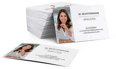Visitenkarten erstellen mit Foto, Text und Logo - Visitenkarte selbst gestalten - 75 Stück, Weiß mit Bild - 300g Bilderdruck matt - Business Cards Online gestalten