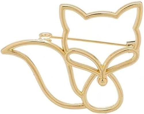 Broche mignonne en métal émaillé - Renard creux - Jolie broche en forme d'animal de dessin animé - Chapeau de costume - Accessoire de décoration - Cadeau pour femme et fille, Métal