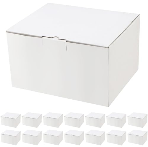UNGFEI 15 st vit kartong postlåda, 25,5 x 21 x 14,5 cm vit korrugerad kartong, fraktlådor, vita kartonglådor, korrugerade förpackningslådor för små gåvor, artikel