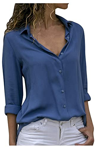 Uwdiohq Prime Big Deal Days Bluse Estive Donna Eleganti Camicia Blu Donna Manica Corta Camicette Ragazza 16 Anni Camicie No Stiro Donna Blusa Gialla Donna Elegante Abbigliamento Donna Offerte