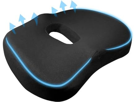 Gedächtnisschaum Sitzkissen, Schwarz Bequemer Sitzring, Orthopädisches Sitzkissen, Ergonomisches Sitzkissen, Rutschfest Sitzkissen Bürostuhl, Sitzr Steißbein Entlastung-Memory für Bürostühle Autositz