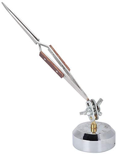 Pince à Épiler Croisée, Rotation à 360 ° Pincettes à Souder pour Bijoux à Verrouillage Croincurvée avec Base pour Fabrication de Bijoux, Réparation de Soudage (Bouche droite)