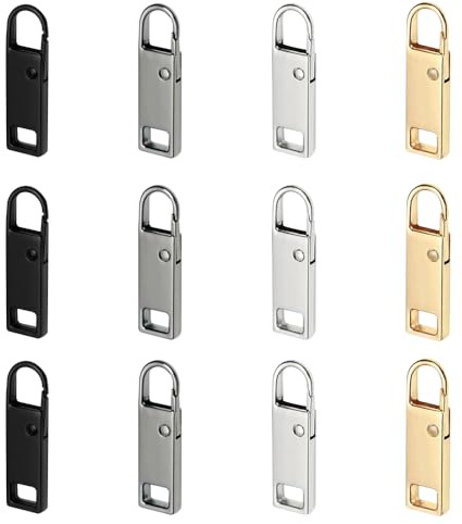 TRKETK 12 Pièces Tirettes de Réparation Fermeture Eclair Tirette Fermeture Eclair Remplacement Métal Zipper Pull Amovible Languette De Réparation pour Zipper pour Porte Monnaie Vêtements Jeans