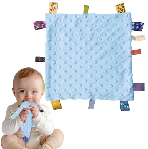 Taggy filt, Baby Taggy Täcken Taggfilt Baby Täcken Toy Taggies för bebisar för nyfödda pojkar (blå)