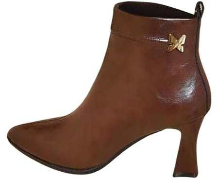 Stivaletti da donna con tacco a spillo – Tacchi alti neri chiusi Chelsea Boots con chiusura lampo – Scarpe da sera eleganti in ecopelle, marrone, 37 EU