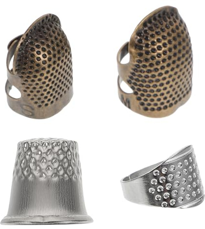 SAFIGLE 2 Set Ditale Cucito in Metallo Antiscivolo per Protezione Dita Strumenti Leggeri e Compatti per Ricamo e Cucito Fai da Te