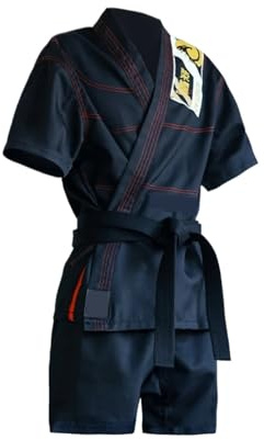 Ayztantine Tuta da Taekwondo for Adulti e Bambini Jujitsu Uniforme Allenamento for Karate Uomo Donna Palestra Camicia a Maniche Lunghe Pantaloni Tuta Kimono Karate(Short Set 1,XXS)