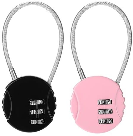 2 Stk Zahlenschloss Vorhängeschloss mit Zahlencode, Zahlenschloss 3 Stellig Gepäckschloss Kofferschloss Kleines Metall Wetterfest Kombinationsschloss Gepäckschloss Vorhängeschloss Draht Reisekoffer