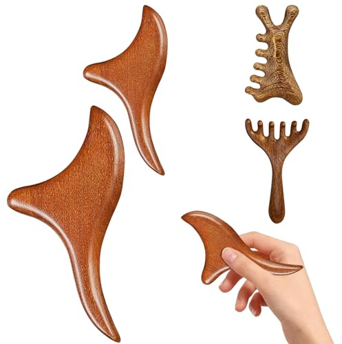 4 Pièces Bâton Massage En Bois,Triangulaire Planche De Massage Trigger Point,Bâtons Musculaire,Masseurs De Tête En Bois,Pour La Détente Des Pieds,De La Nuque,Des Épaules Et Du Dos