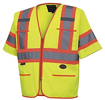 Pioneer Hi Vis Sleeved Safety Vest For Men & Women - Class 3 - Reflective Tape, Breathable - Pockets - Yellow/Green