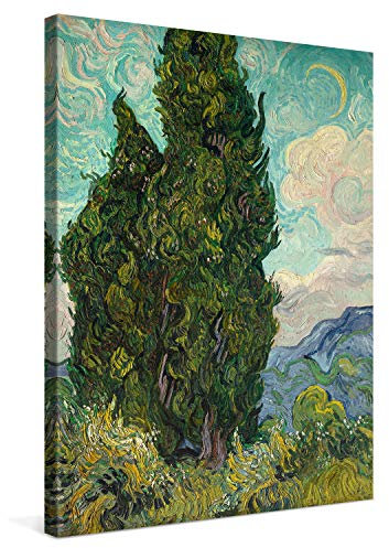 PICANOVA – Vincent Van Gogh Cypresses 75x100 cm – Bild auf Leinwand – Leinwandbild – Premium Leinwanddruck – Kunstdruck Auf 2cm Holz-Keilrahmen Für Schlaf- Und Wohnzimmer