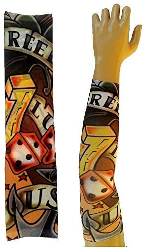 Manicotto Tattoo - Indossabile - Manica - Tatuaggio Finto - Immagine - Dadi - Tatoo - Mezza Manica - Tribale - W06 - Modello 22 - Idea regalo