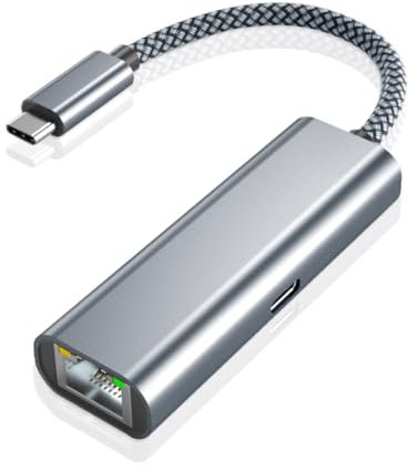 USB C auf Ethernet Adapter,USB C auf RJ45 Gigabit Ethernet LAN Netzwerkadapter,Typ C 60W PD Ladeanschluss,Thunderbolt 3 Kompatibel für MacBook,Mac,iPad 10,iPhone 15,HP,Dell,Android,Windows,Android