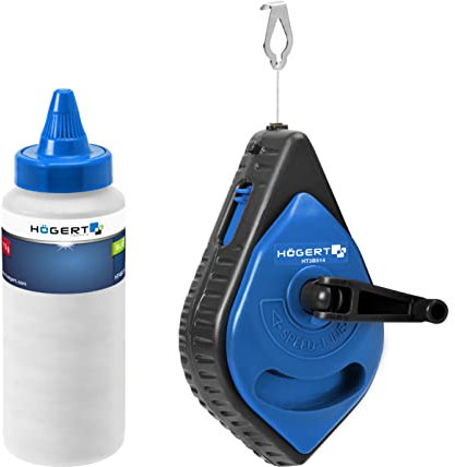 Högert Technik - Ritzschnur mit Kreide 30 m | Schlagschnur Schnur mit Kreide in einem Kunststoffgehäuse | Richtschnur Bauschnur Lotschnur Pflasterschnur Maurerschnur