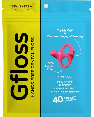 Gfloss Hands-Free Dental Floss - 40 Count - Easy to Use & Discreet Flossers for Adults | Travel Floss | Thin Soft Floss | Unwaxed Unflavored | PFAS-Free Oral Care