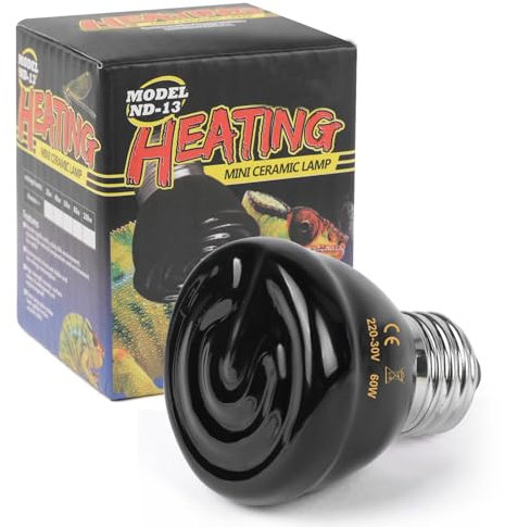 Adiwo Tortoise Heat Lamp, 60W Ceramic Heat Emitter, E27 Reptile Heat Lamp Bulb, Winter Infrared Heating Bulb, 220-230V Terrarium Reptile Heat Bulb for Reptiles/Snakes/Lizards/Turtles/Bearded Dragons