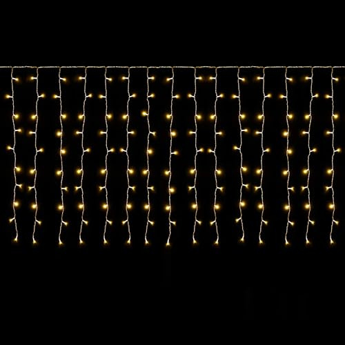 SALCAR LED Eisregen Fenster 2m x 1m LED Lichtervorhang Balkon, 100er LED Lichterkette Außen Innen Weihnachten, Weihnachtsbeleuchtung Hängend mit 9 Modi und Memory-Funktion, Warmweiß