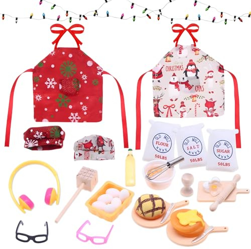 Cibo e bevande in miniatura, set da cucina per gnomo natalizio, accessori natalizi per casa delle bambole, set di giocattoli alimentari in resina da 23 pezzi Accessori per bambole Stoviglie da gioco