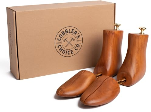 Cobbler's Choice Co. Finest Quality Men’s Boot Tree – Varnished Natural Wood, Timeless Design, Signature Finish, Brown - Medium