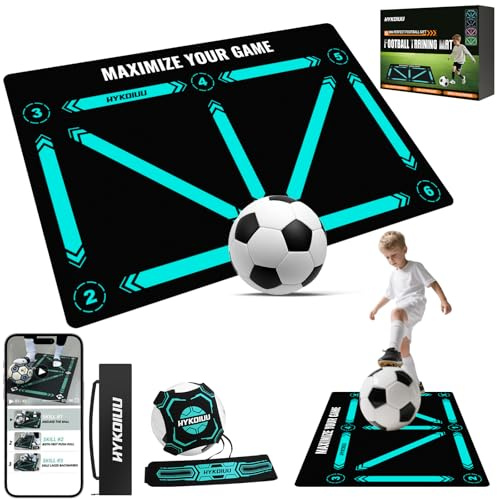 Tapis Foot Entrainement avecdes vidéos d'entraînement 90x60cm Tapis Entrainement Football Accessoire – Pas De Foot Ball & ContrôLe du Ballon, Dribble Football – Tapis D’EntraîNement pour Cadeau