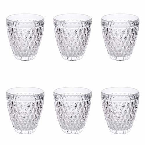 Villa d'Este Home Tivoli 1996 Madame - Juego de 6 vasos de agua de 330 ml, de cristal, superficie en relieve