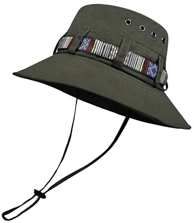 PivotWing Cappello Pescatore Uomo Donna UPF50+ Tesa Larga Cappello Sole Donna Morbido Traspirante Leggero Cappelli Fodera in Rete Poliestere Outdoor Cappellino Trekking Pesca, Esercito Taglia Unica