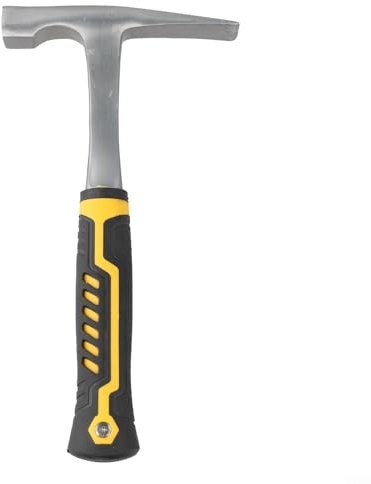 Pumixiy Martillo de roca geológico profesional con cabeza plana y punta puntiaguda, martillo de ladrillo con mango de goma antideslizante para mampostería de campo (C)