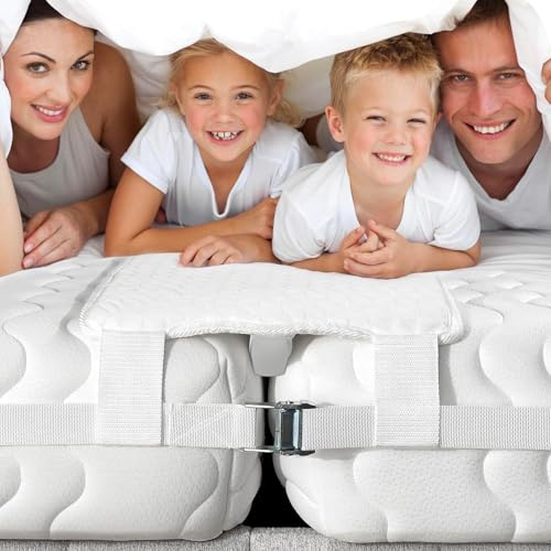 EPHEDORA 10 Extra Wide Bed Bridge Twin XL to King Converter Kit - Split King Gap Filler for Adjustable Bed - Mattress Connector & Gap Filler for Bed - Heavy Duty Metal Buckle Strap - 25D Memory Foam