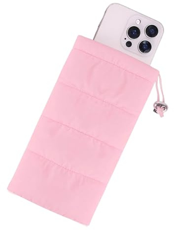 MOPZIJA Thermo Handyhülle Tasche Universal Daunen Pouch Handysocke Weihnachten Geschenke für Smartphones Handy Winter Handyhülle kompatibel iPhone 14 13 12Plus X, Samsung Galaxy ，Allgemein (Rosa)