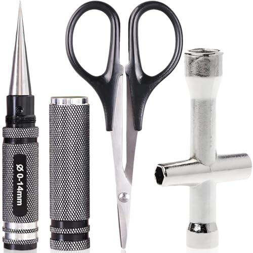ZHUROUPU Punzone da 0-14 mm Alesatore in Lega di Alluminio Apri Foro espandibile con Manicotto e Forbici RC per carrozzeria Modello RC Fai da Te/carrozzeria Auto (Nero)