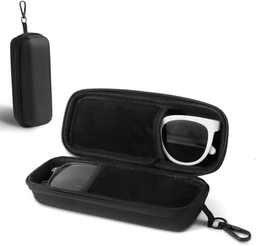 BHHBMT - Doppia custodia per occhiali, con due scomparti, portaocchiali con custodia rigida, portatile, per viaggi, custodia per occhiali da sole e da lettura, con cerniera, custodia rigida con clip