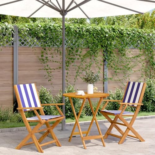 Set da 3 pezzi da bistrò, in legno di acacia massiccio, pieghevole, per giardino, balcone, terrazza, mobili esterni, portata 110 kg