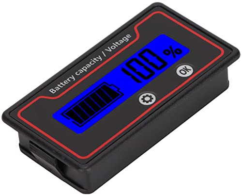 ZDETGU Battery Meter, LCD Display with Custom Display Mode and Power Percentage Alarm, for Electric Vehicle Battery Packs Outdoor Emergency Equipment Medical Equipment Measuring Equipment (Blue Light)