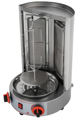 Barbecue vertical électrique | Barbecue à gaz professionnel | Puissance 4,3 kW | Tournebroche à 360° | Capacité 17,63 kg | Acier inoxydable 201 | Pour viande, légumes et plus | Avec bac récupérateur