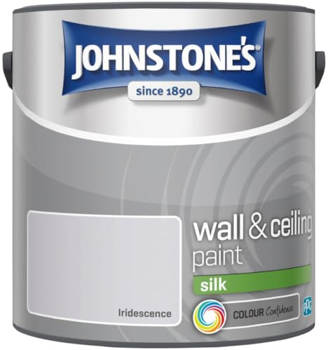 Iridescence Johnstone’s Wall & Ceiling Silk Paint 2.5L – Smooth Silk Finish, Excellent Coverage, Quick Dry, Low Odour Interior Paint for Walls & Ceilings