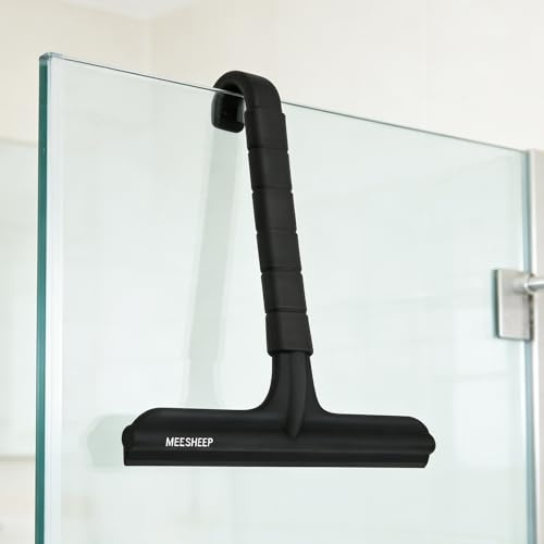 MEESHEEP Rasqueta de ducha de silicona, fácil de colgar con gancho integrado, sin rayas, mango ergonómico antideslizante, multiusos para mamparas de ducha, espejos, ventanas de coche