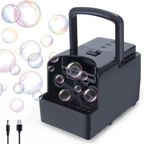 Machine à Bulles Portable - Câble USB Rechargeable, pour Fêtes Anniversaire | Automatique,Enfants,Mariage,Extérieur,Parcs,Plages,Pelouses,Bubble Machine,Soufflante à Bulles,Jouets à Bulles,3+ Ans